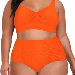 SOVOYONTEE Women's 2-piece bathing suit, Neon Orange 3XL NWT